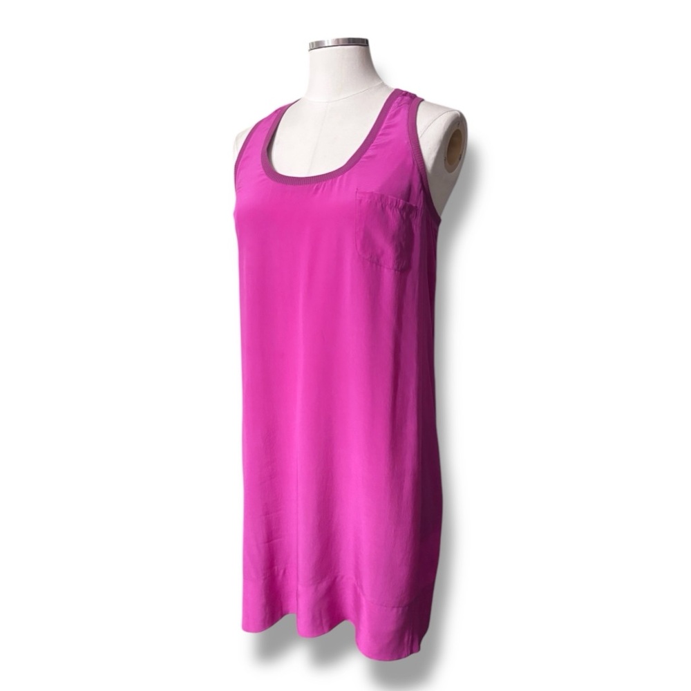 JOIE Purple Silk Peri Racerback Tank Dress Cotton Trim